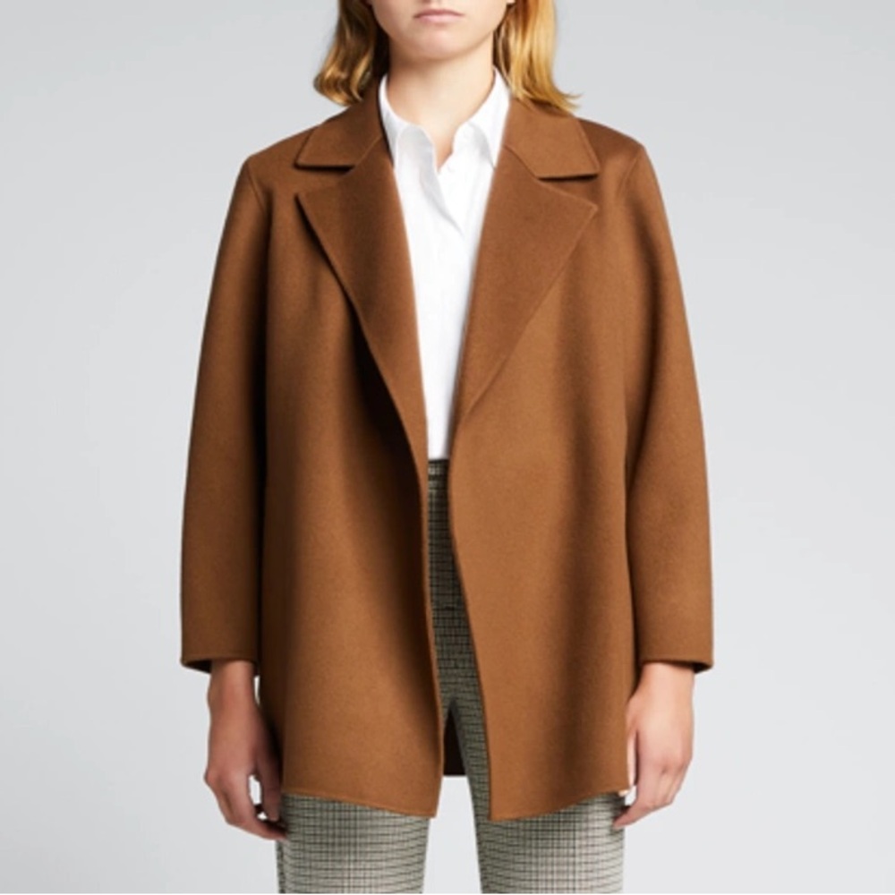 Theory Clairene New Divide Wool Cashmere Blazer Jacket Coat in Russet Brown